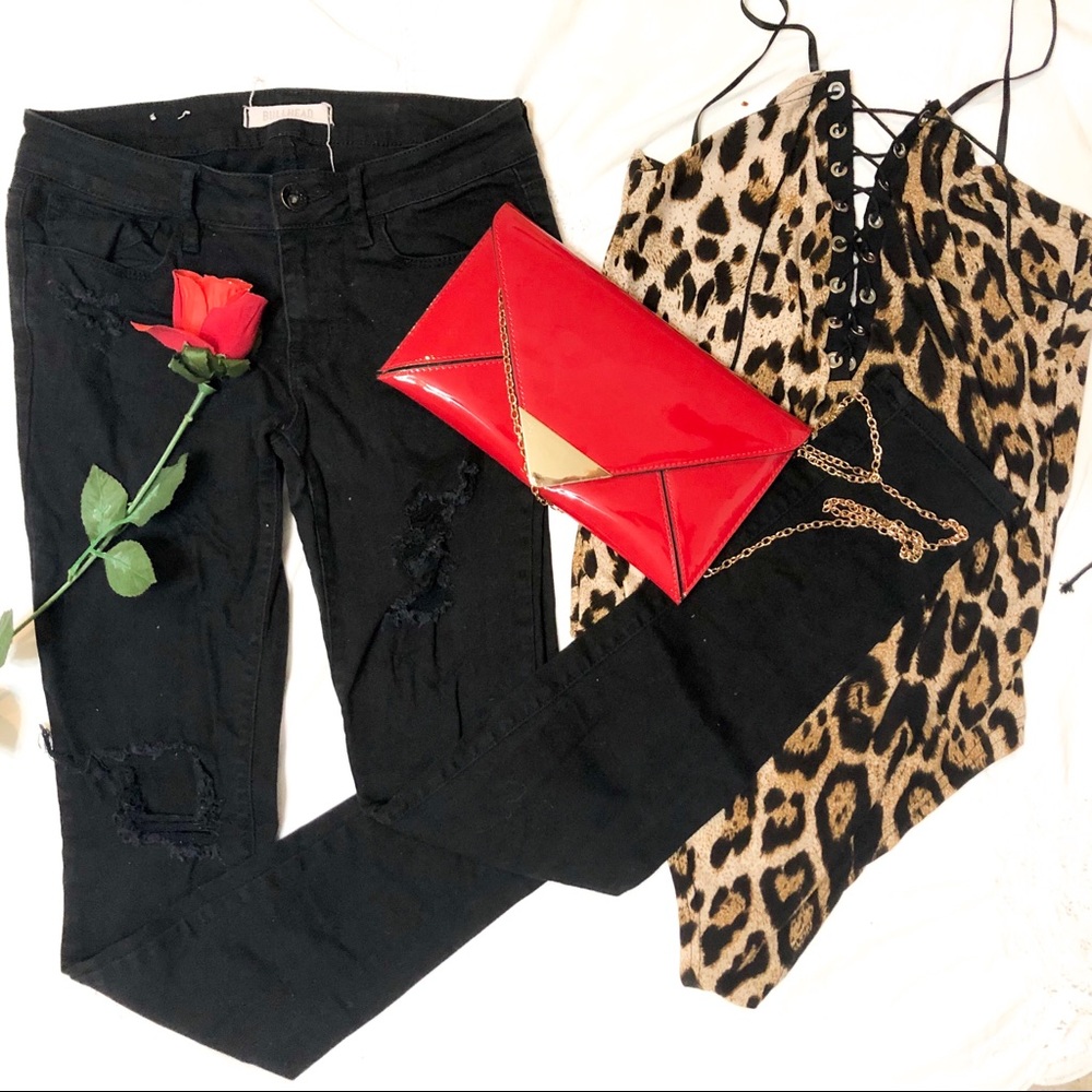 Bullhead 💀 Destroyed Black Denim Skinny Jeans